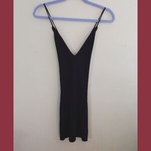 by the way. black bodycon; size S; lace-up back; ribbed
